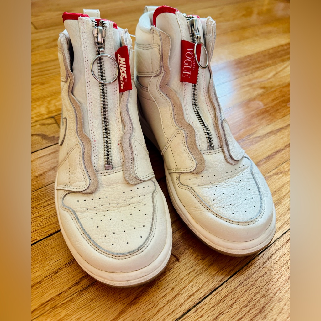 Nike Air Jordan White High-Tops With Zipper Accents